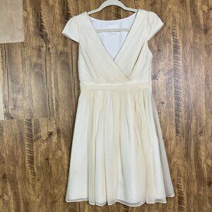 J. Crew Mirabelle Dress in Silk Chiffon, Champagne, size Petite 4, A0014